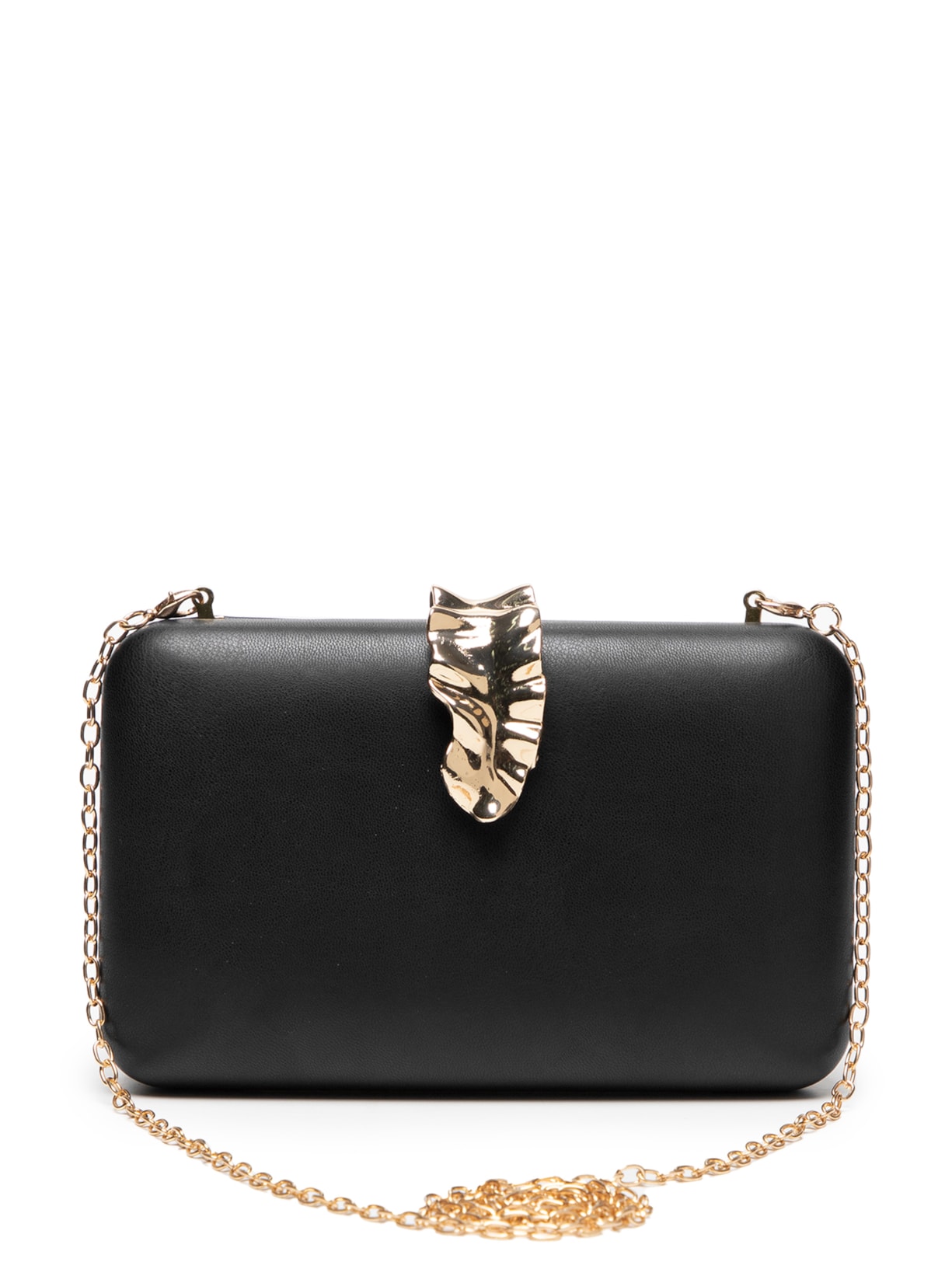 Bolsa Feminina Clutch Com Fivela De Metal Preto Market 33
