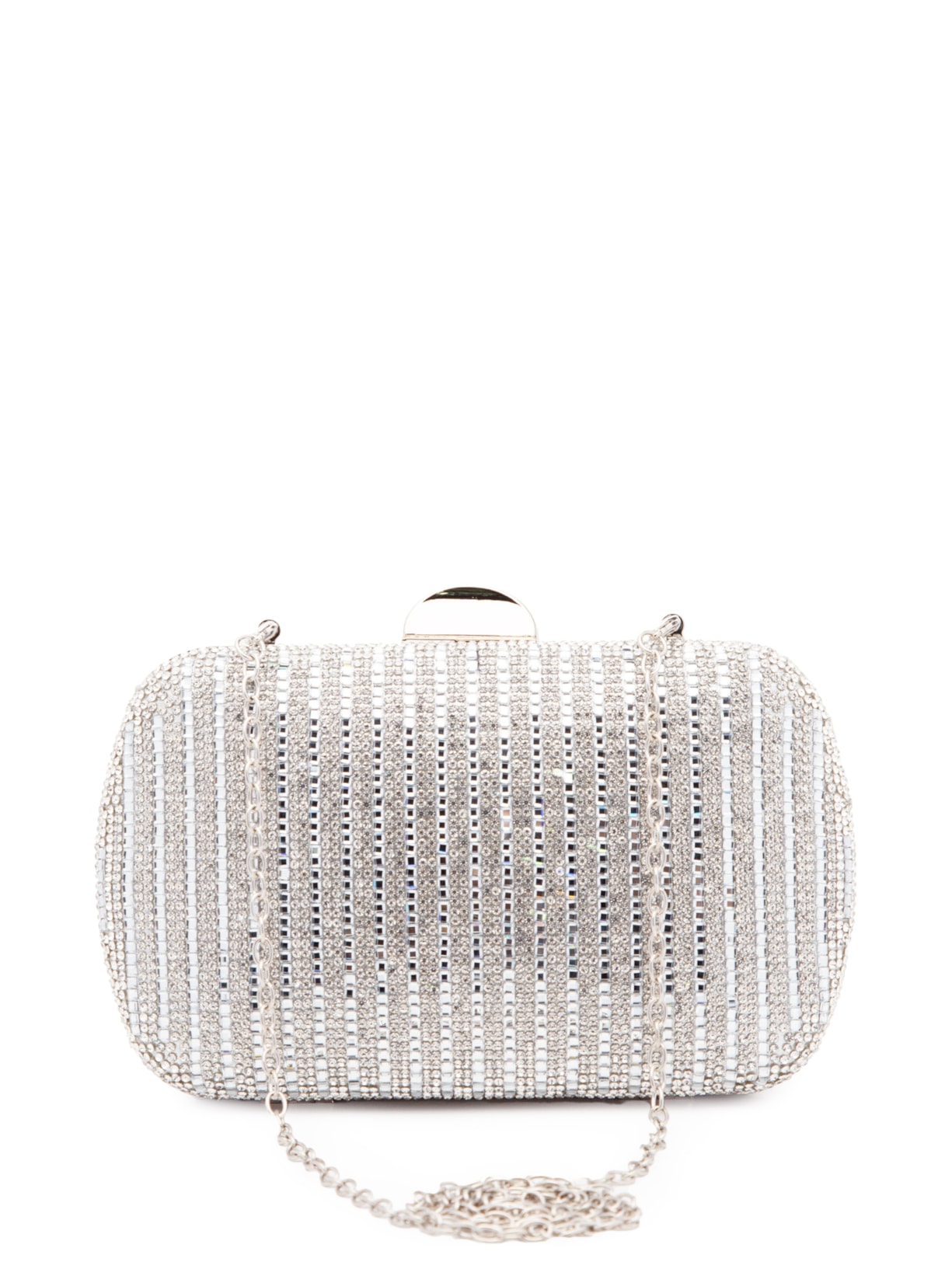 Bolsa Feminina Clutch Com Glitter - Prata