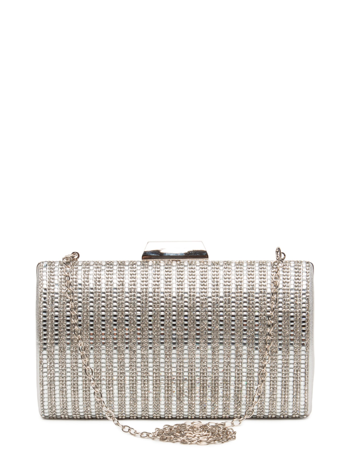 Bolsa Feminina Clutch Com Strass - Prateado