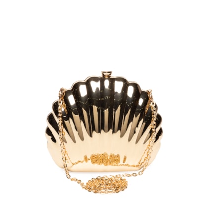 Bolsa Feminina Clutch Concha - Dourado