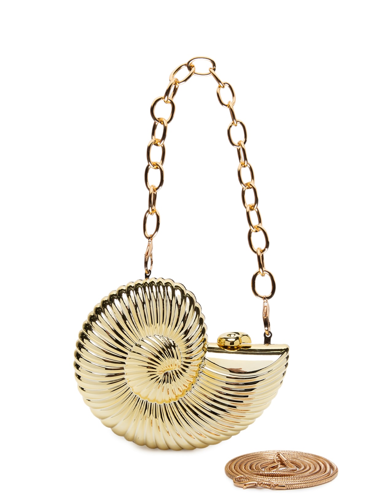 Bolsa Feminina Clutch Concha Em Resina Metalizada - Dourado