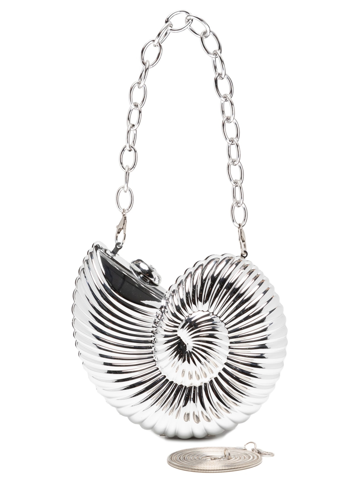 Bolsa Feminina Clutch Concha Metalizada - Prata