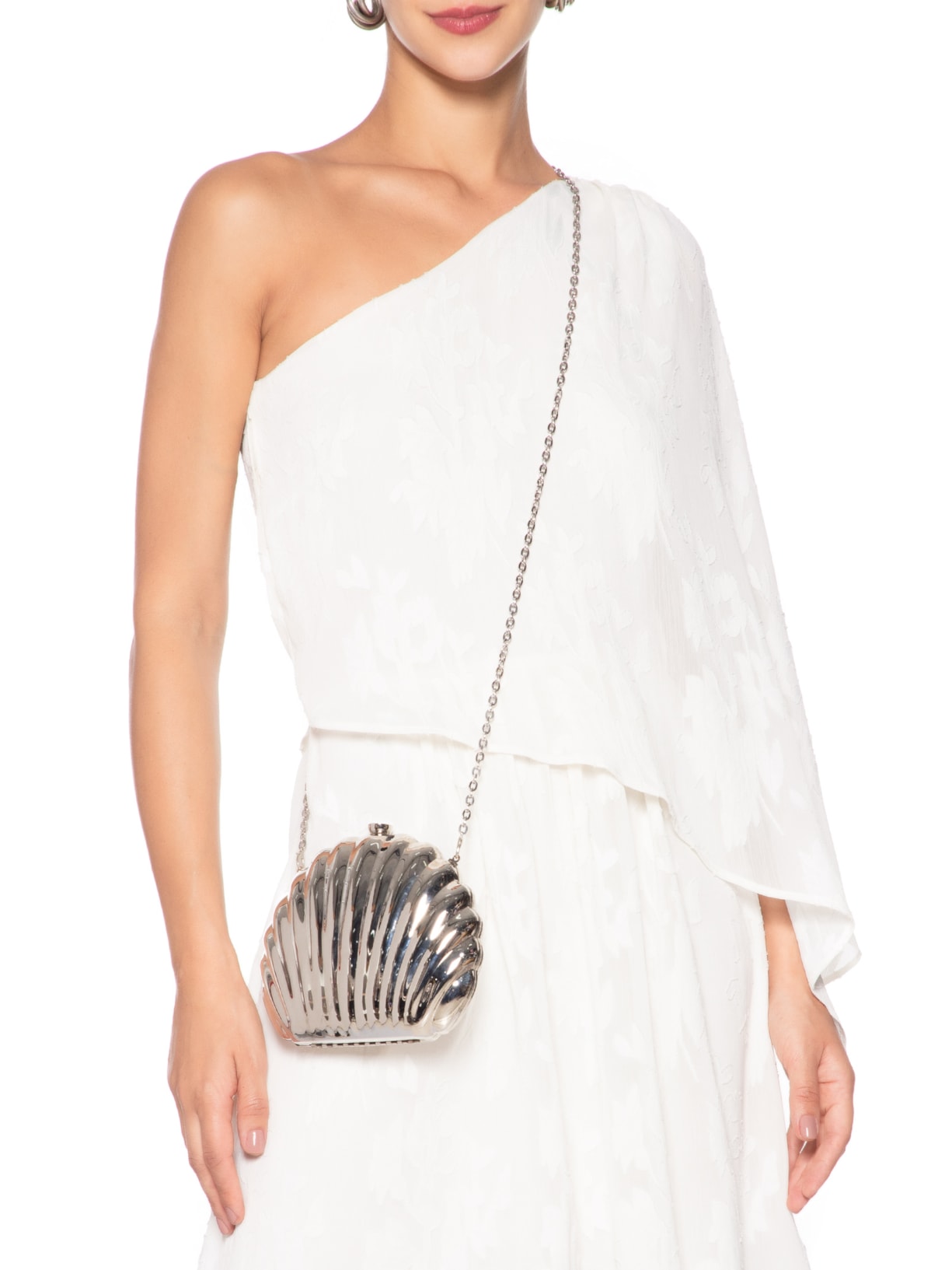 Bolsa Feminina Clutch Concha Prateado Market 33