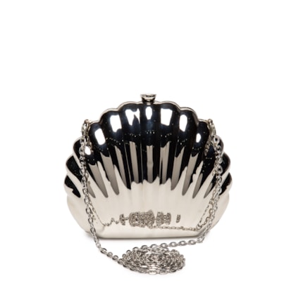 Bolsa Feminina Clutch Concha - Prateado