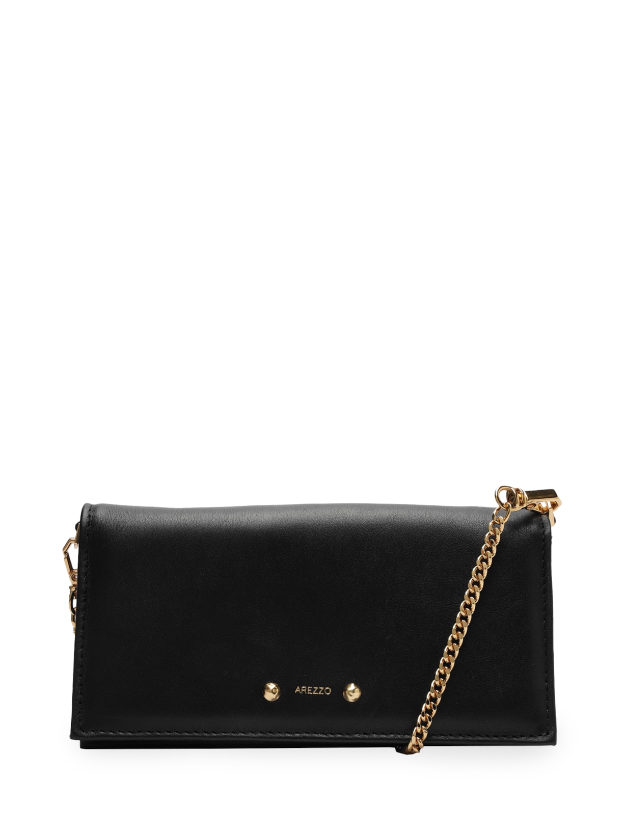 Bolsa Feminina Clutch Couro Pequena Rebites - Preto