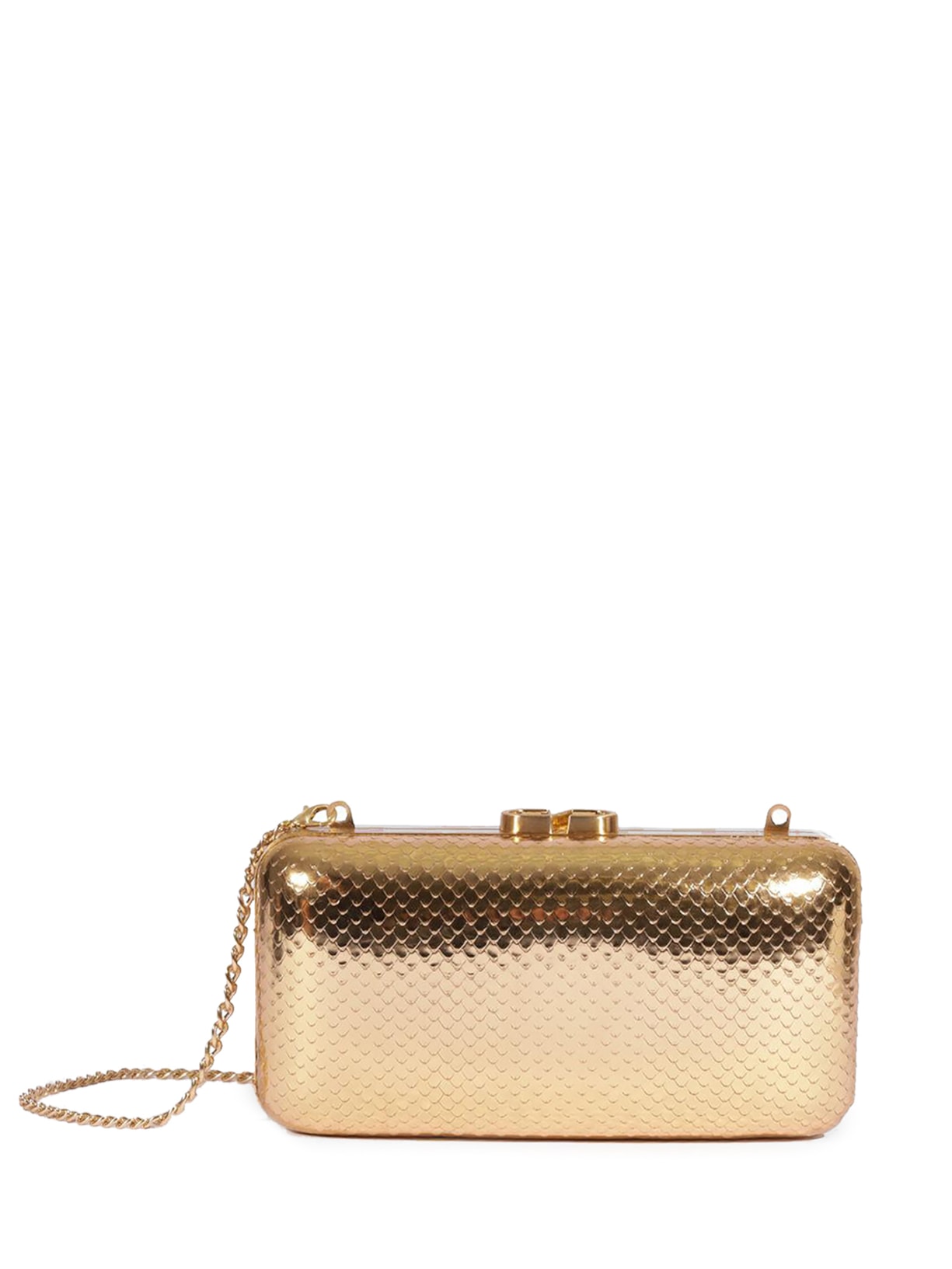 Bolsa Feminina Clutch Couro Snake - Dourado