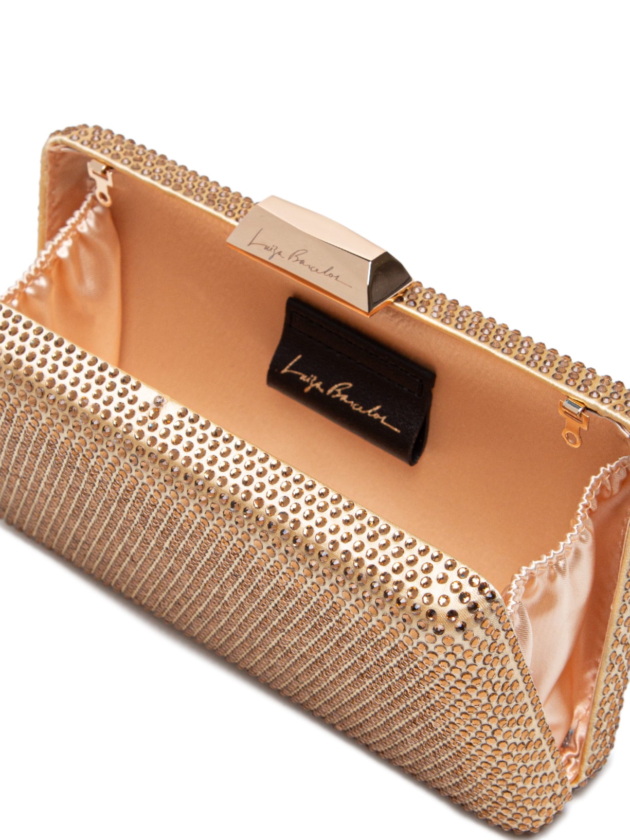 Bolsa Feminina Clutch Cristais Dourado Luiza Barcelos