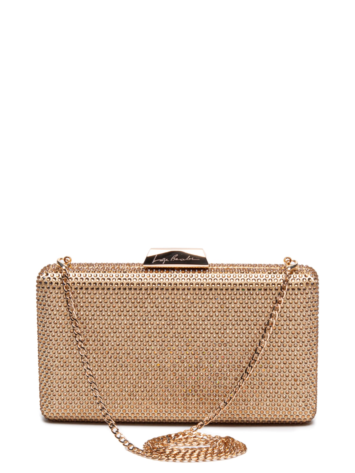 Bolsa Feminina Clutch Cristais Dourado Luiza Barcelos