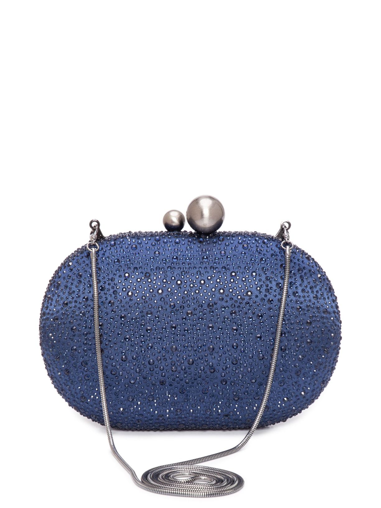 Bolsa Feminina Clutch Cristais Oval - Azul