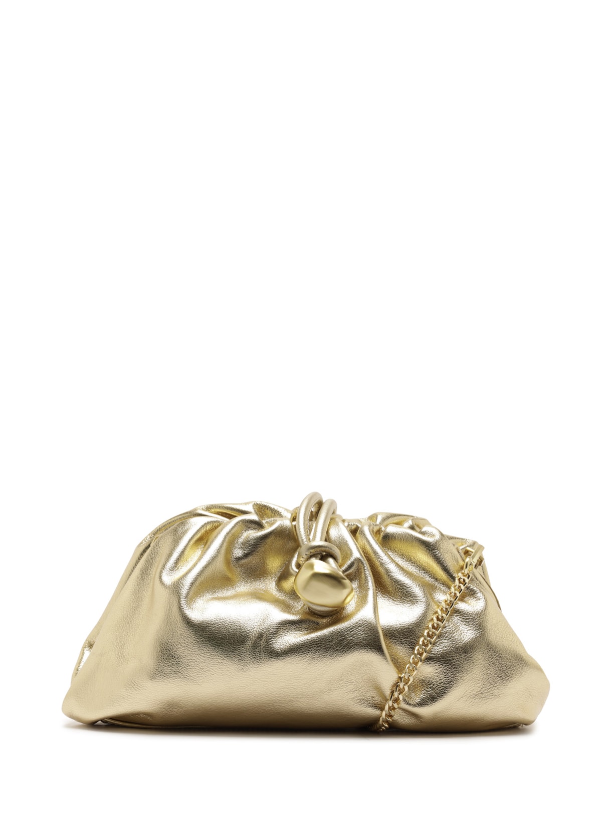 Bolsa Feminina Clutch de Couro Média com Corrente Dourado Arezzo