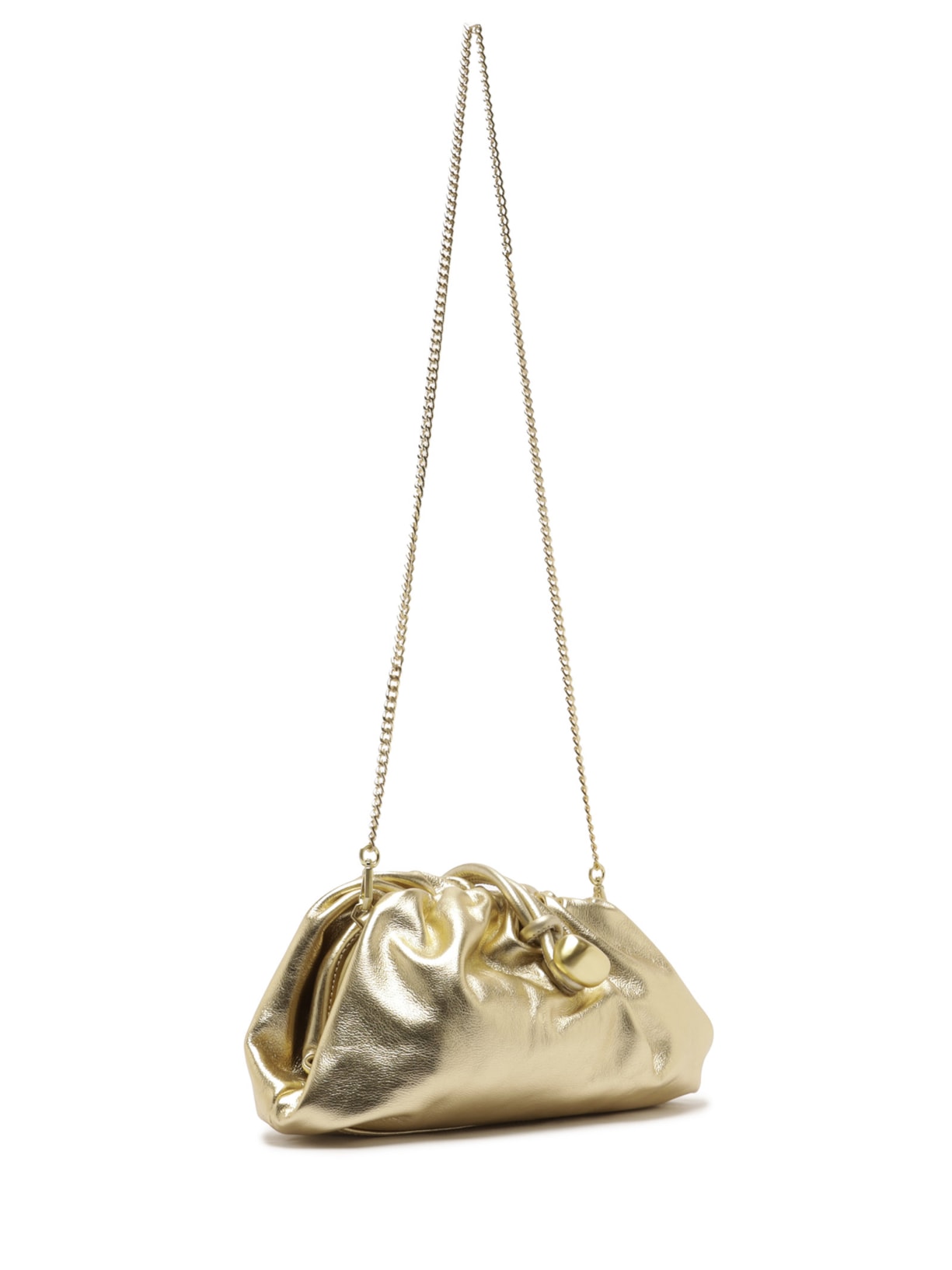 Bolsa Feminina Clutch de Couro Média com Corrente Dourado Arezzo