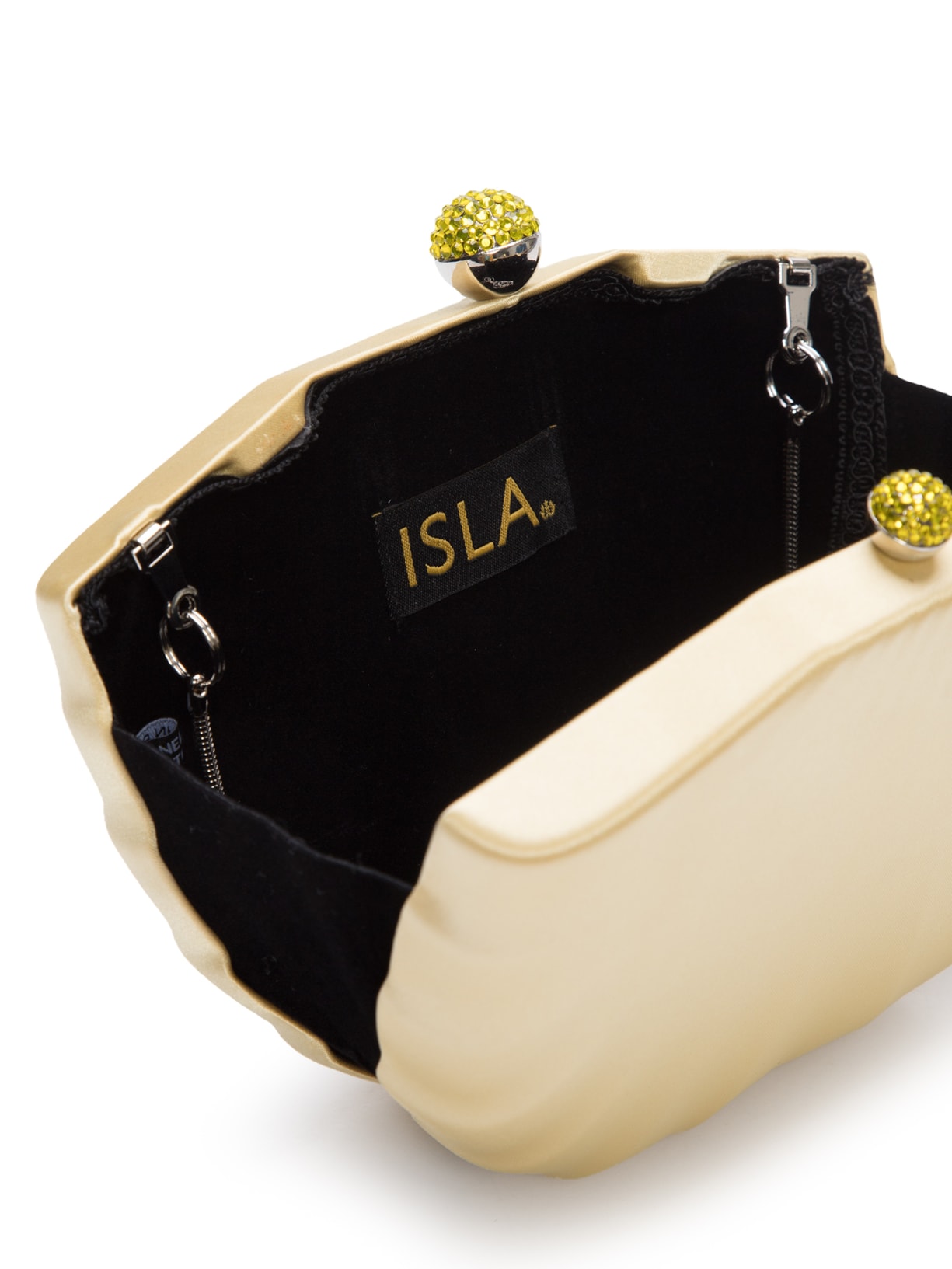 Bolsa Feminina Clutch Em Cetim Concha Amarelo Isla