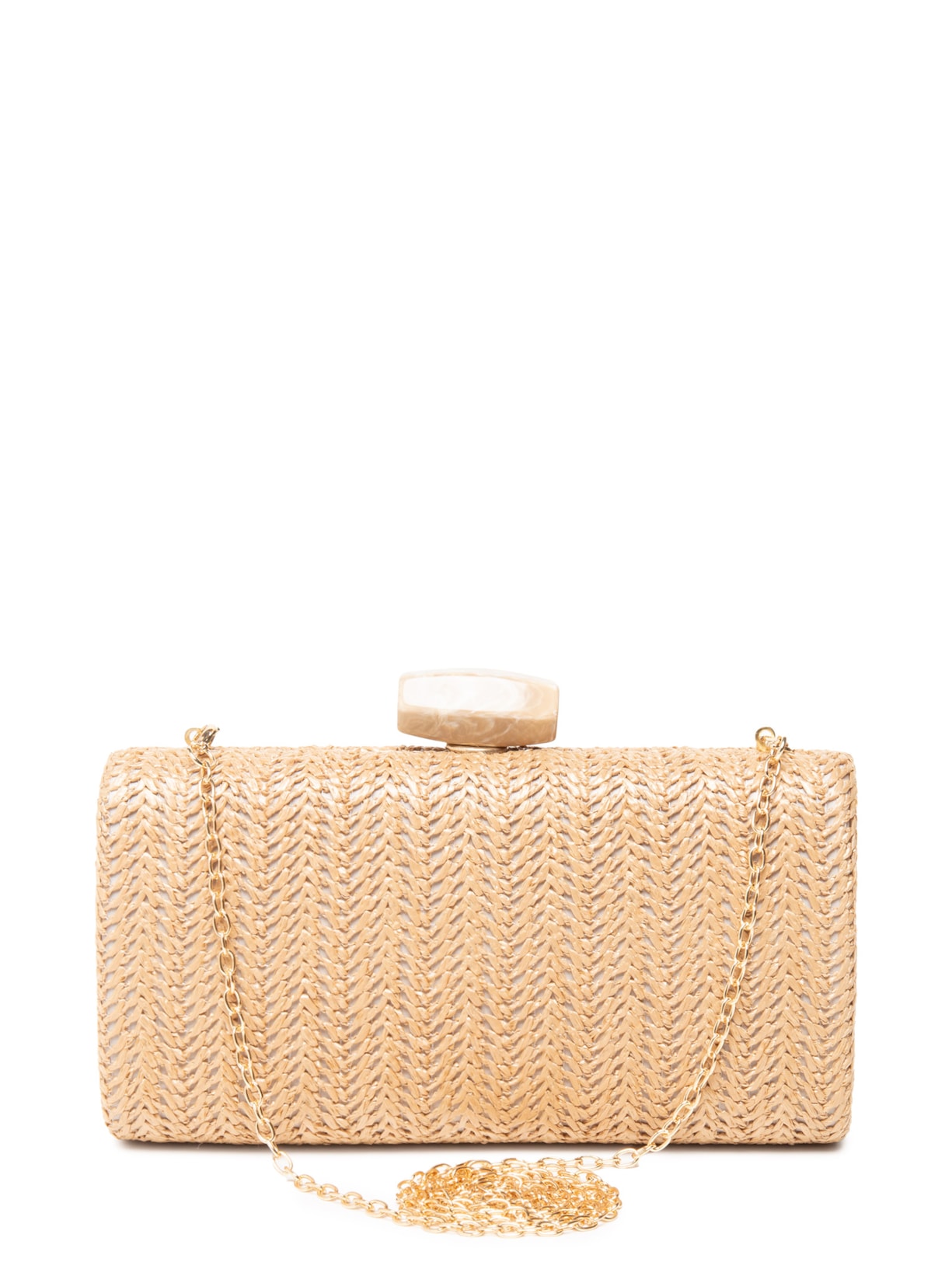 Bolsa Feminina Clutch Em Palha - Bege
