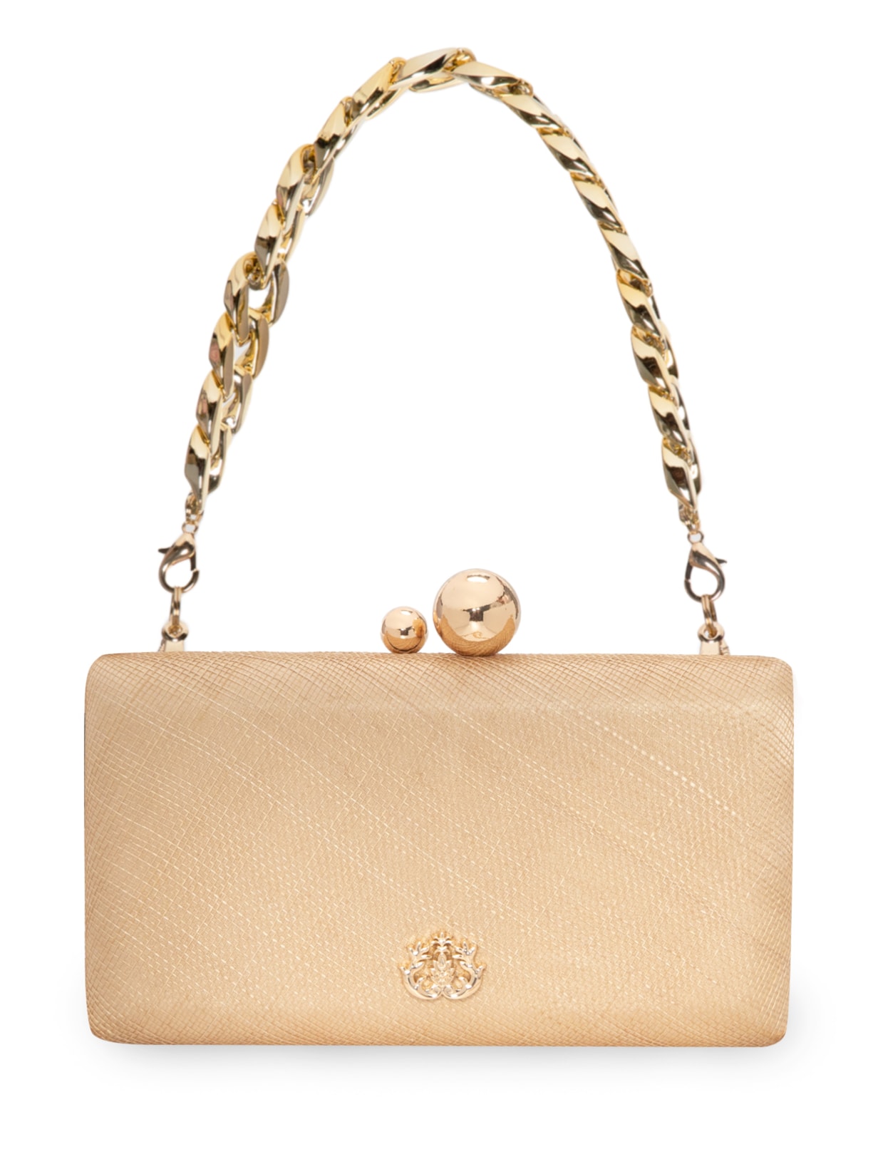 Bolsa Feminina Clutch Em Ráfia E Corrente - Dourado