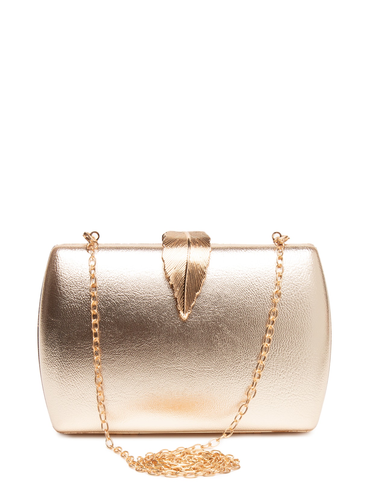 Bolsa Feminina Clutch Folhagem - Dourado