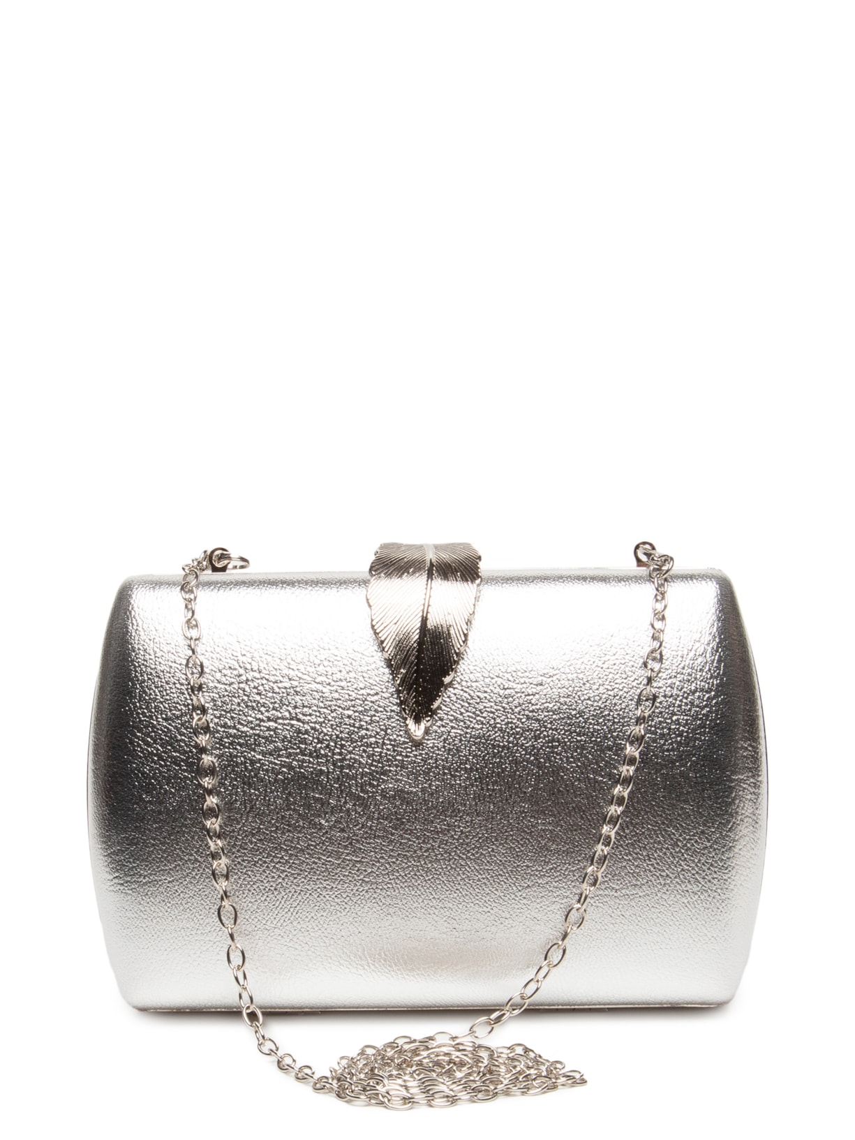 Bolsa Feminina Clutch Folhagem - Prateado