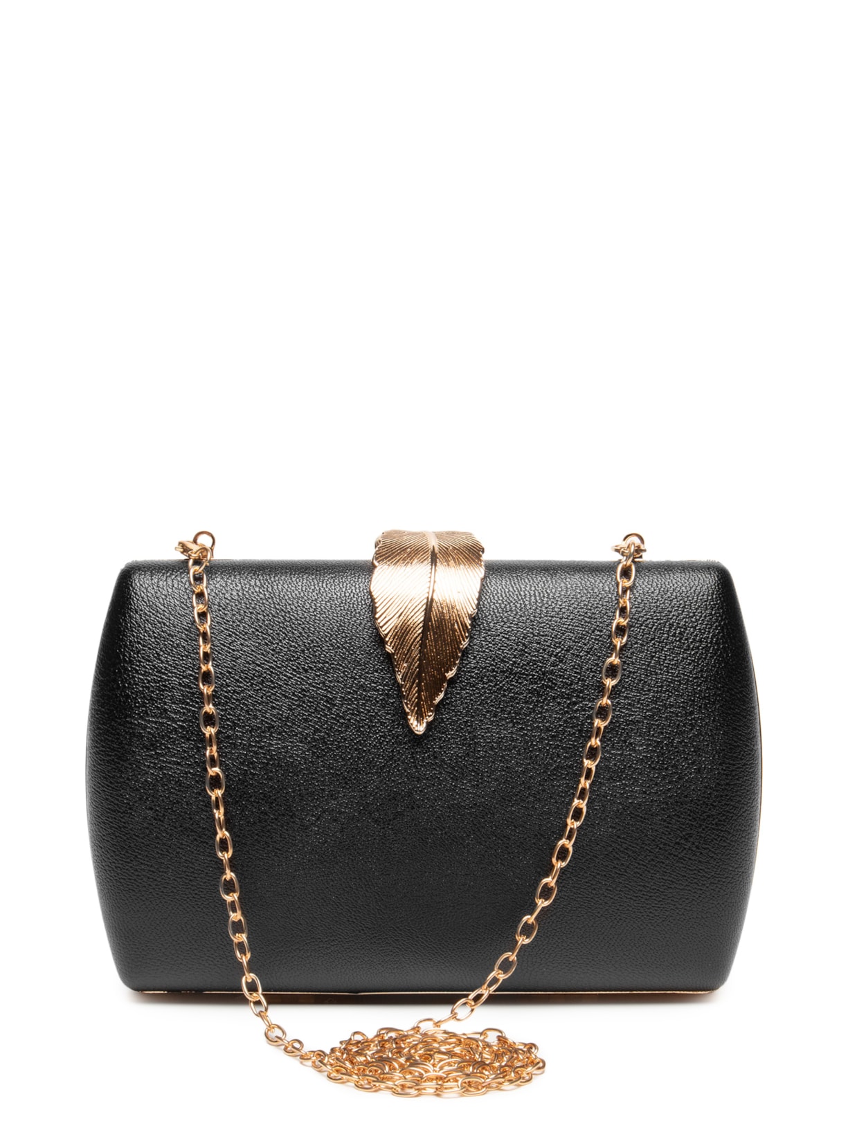 Bolsa Feminina Clutch Folhagem - Preto