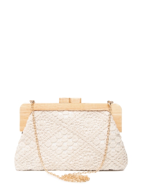 Bolsa Feminina Clutch Jacquard - Branco