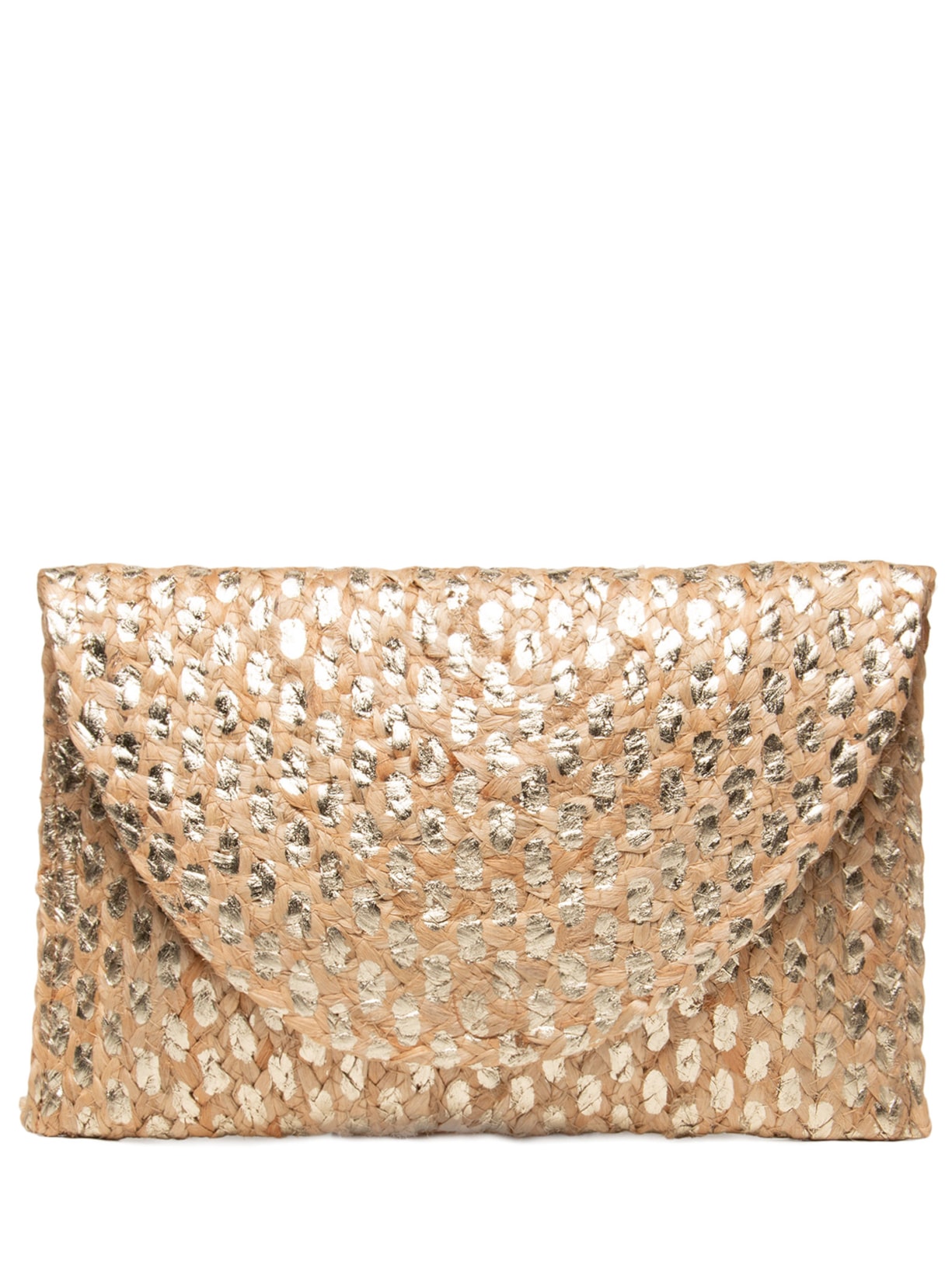 Bolsa Feminina Clutch Liana Dots Gols Dourado Le Lis