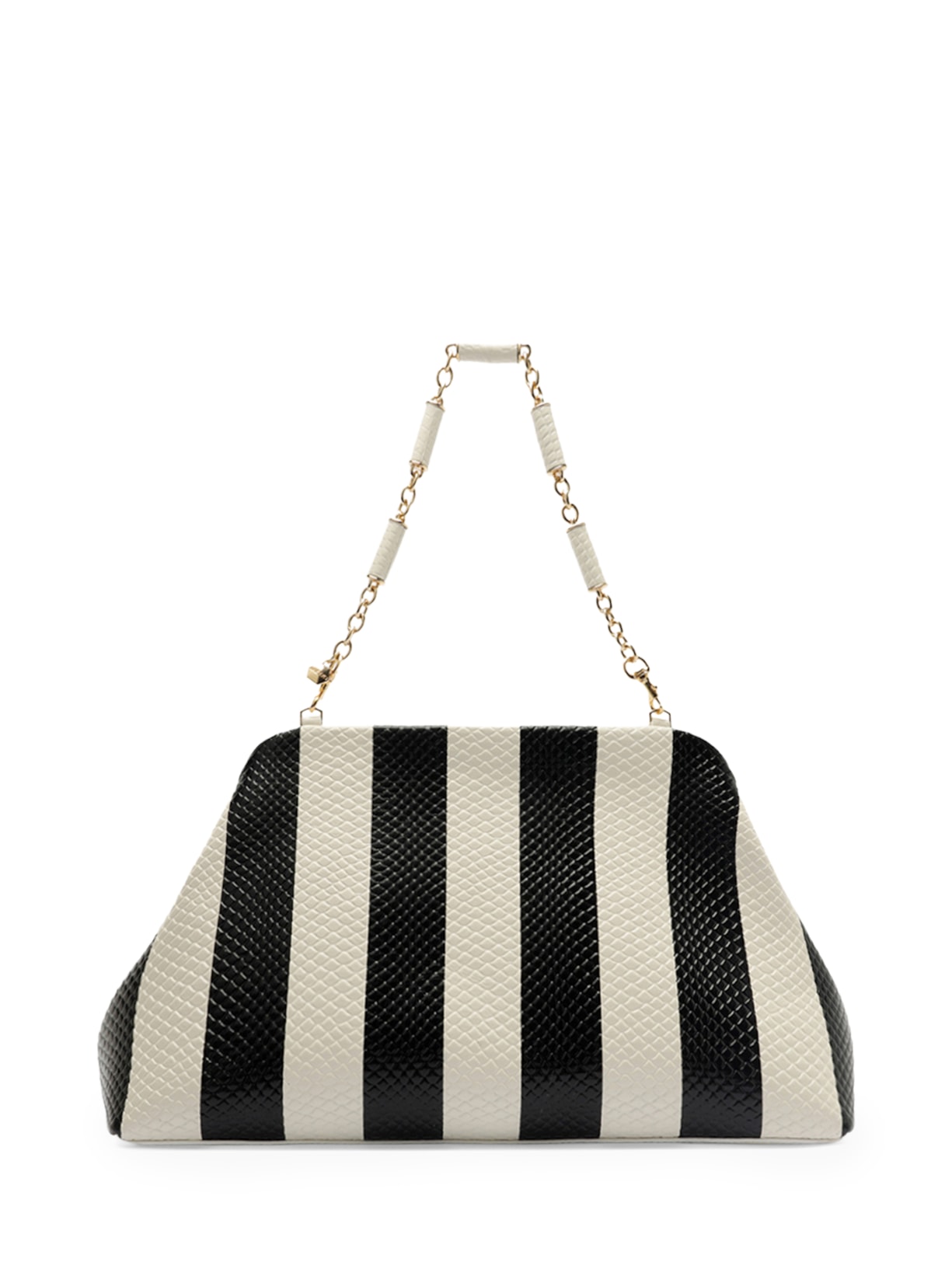 Bolsa Feminina Clutch Listras Couro Média Snake Branco Arezzo