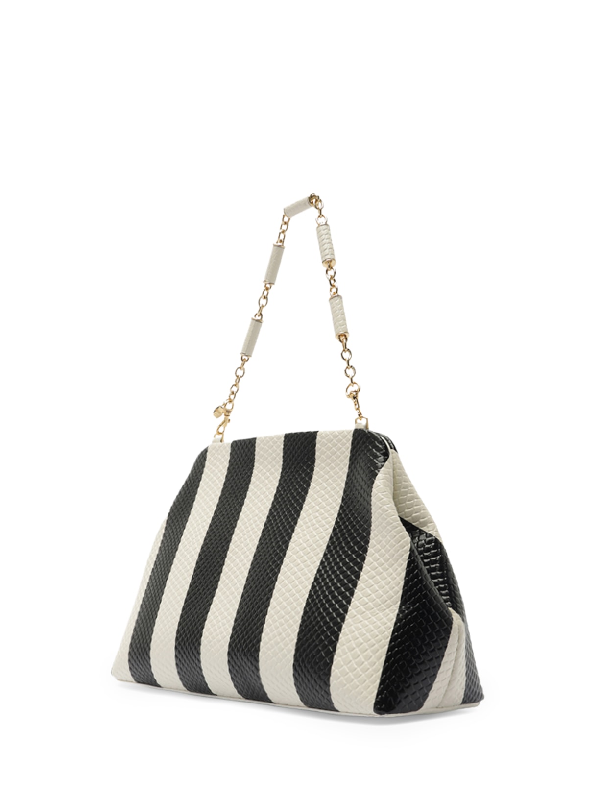 Bolsa Feminina Clutch Listras Couro Média Snake Branco Arezzo