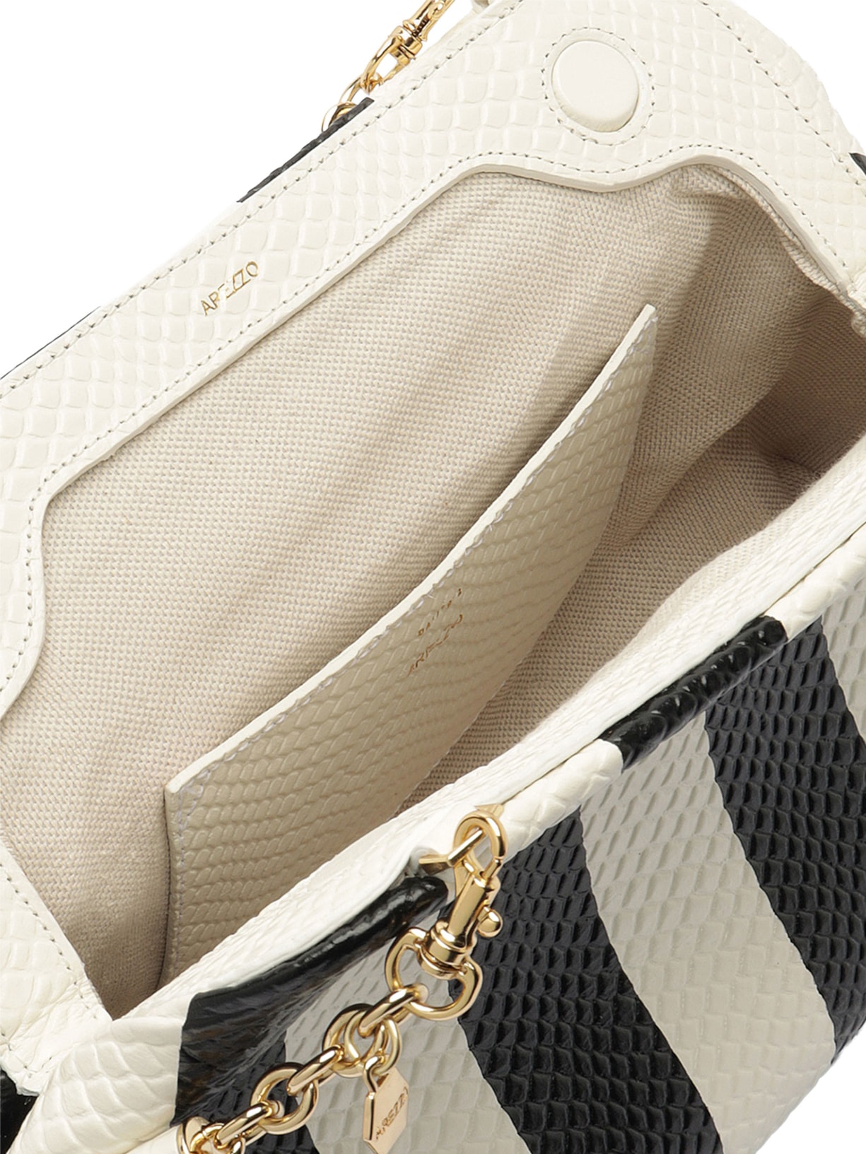 Bolsa Feminina Clutch Listras Couro Média Snake Branco Arezzo
