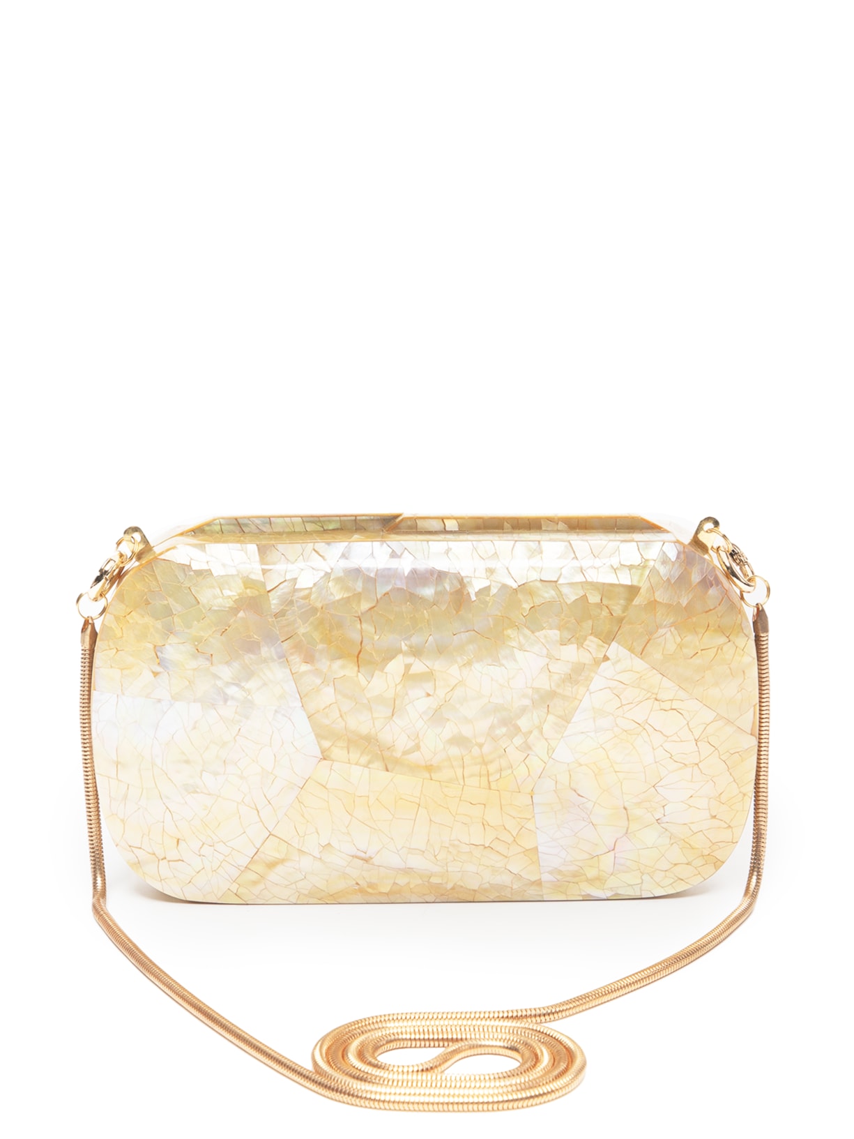 Bolsa Feminina Clutch Madreperola Retangular - Bege