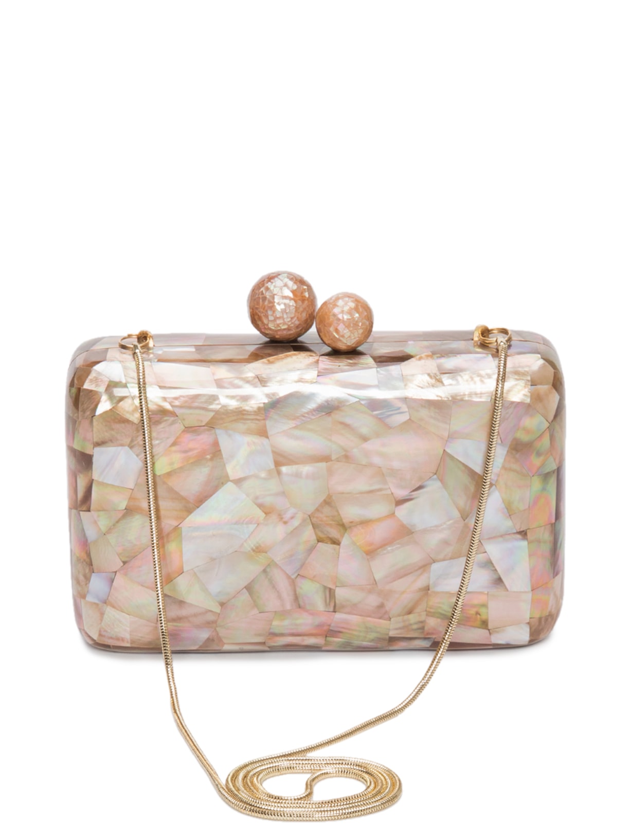 Bolsa Feminina Clutch Madrepérola Retangular - Bege