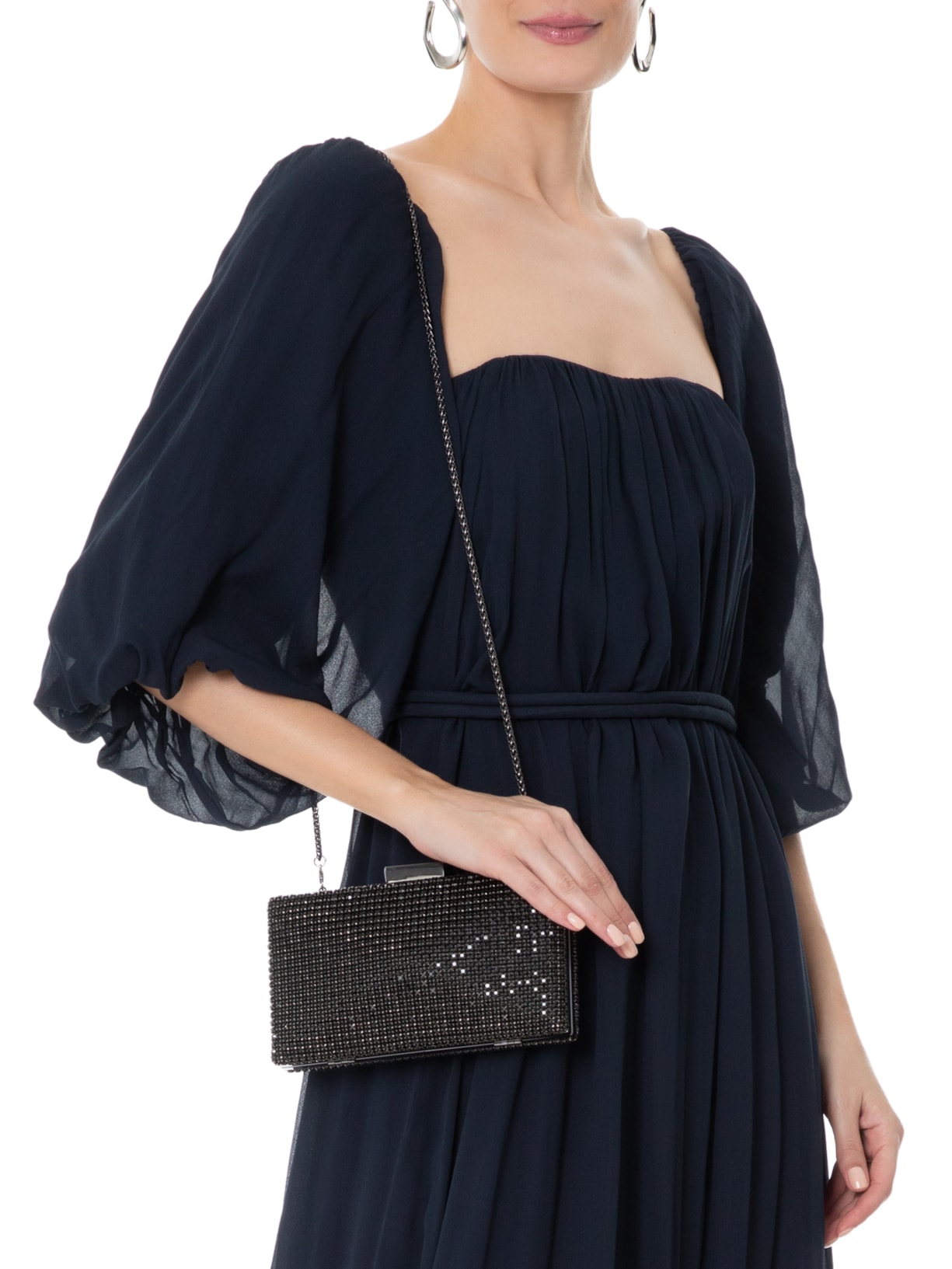 Bolsa Feminina Clutch Malha Strass Preto Schutz