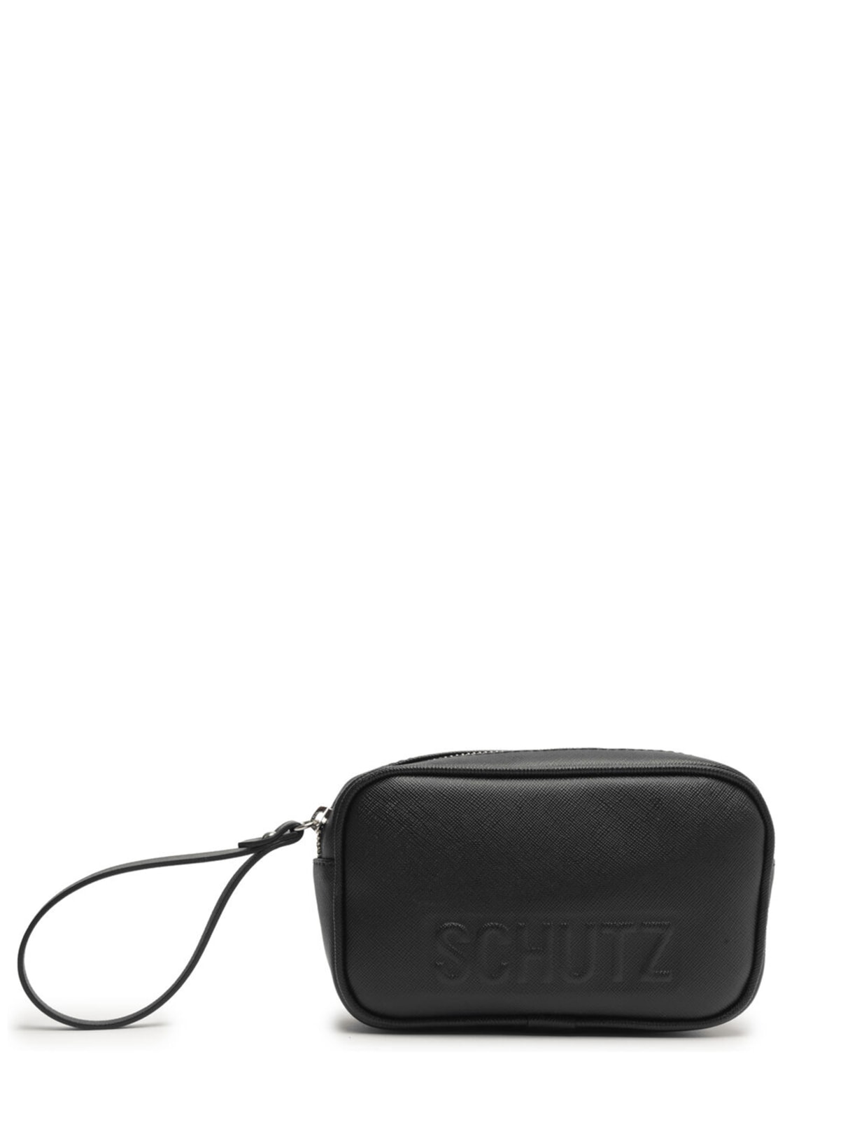 Bolsa Feminina Clutch Multimaterial Logo - Preto