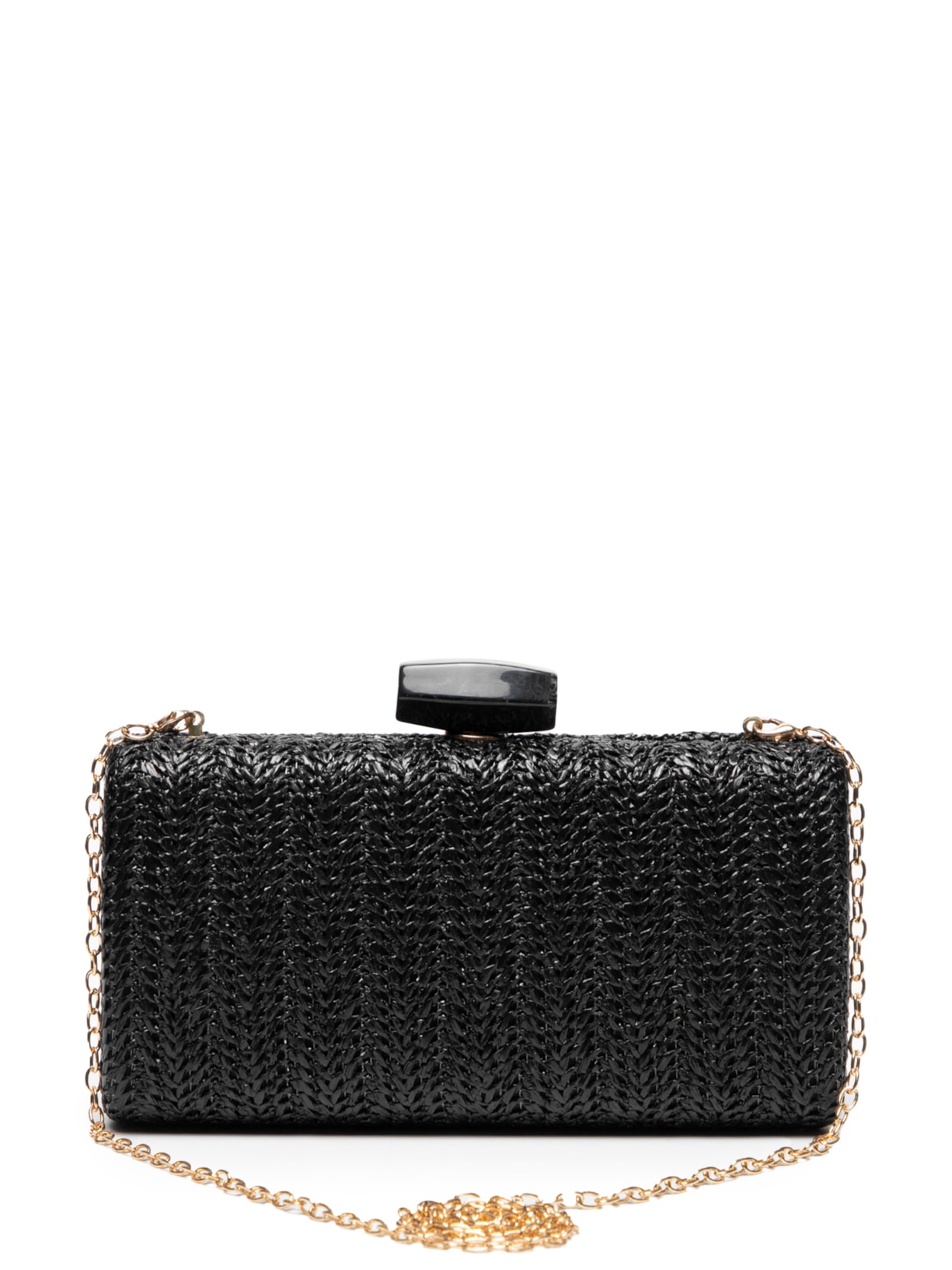Bolsa Feminina Clutch Palha - Preto