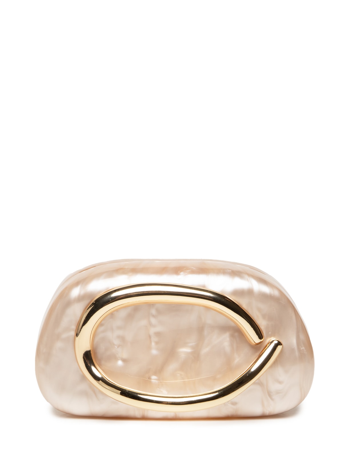 Bolsa Feminina Clutch Perolada Com Detalhe Orgânico Metalizado - Bege