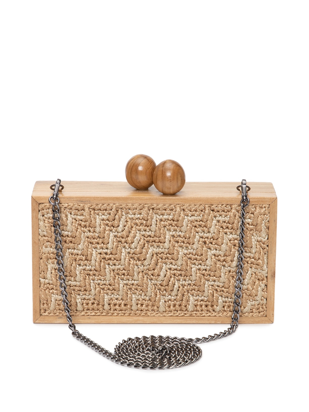 Bolsa Feminina Clutch Revela Chevron - Marrom