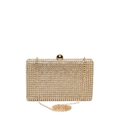 Bolsa Feminina Clutch Strass - Dourado