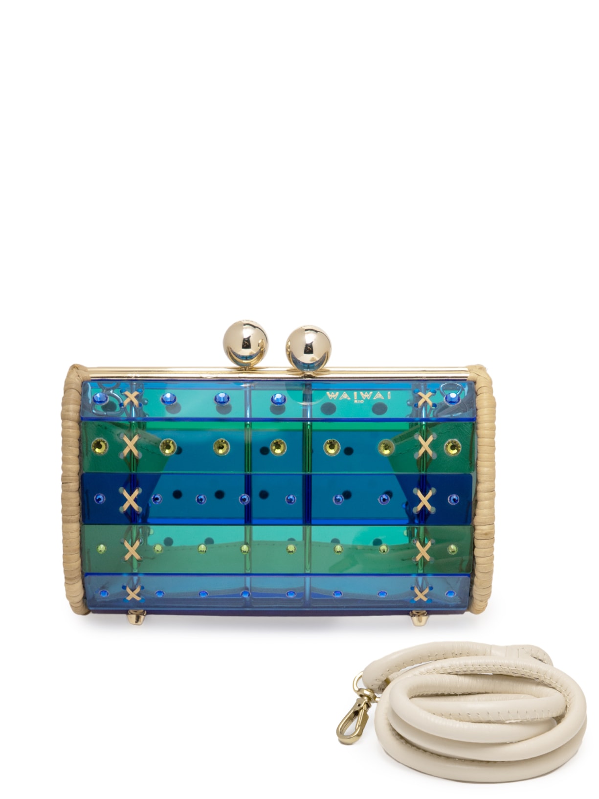 Bolsa Feminina Clutch Strass Gold Bag - Azul