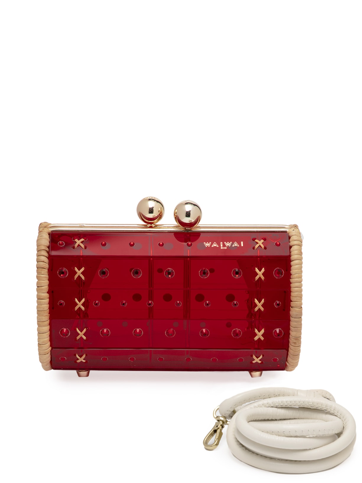 Bolsa Feminina Clutch Strass Gold Bag - Vermelho