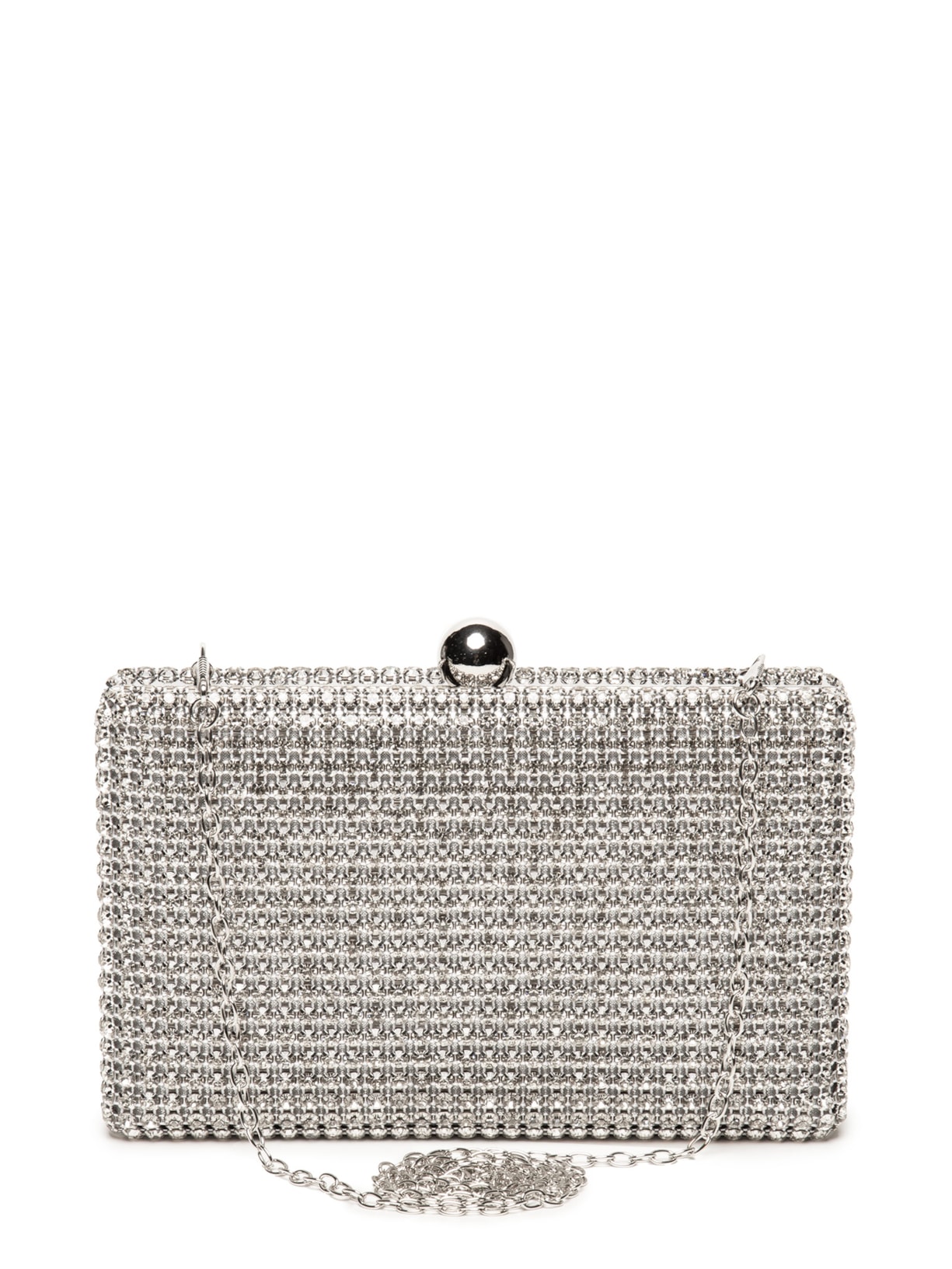 Bolsa Feminina Clutch Strass Prateado Market 33