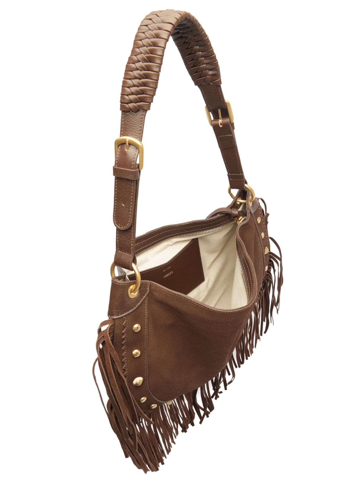 Bolsa Feminina Couro Franjas Marrom Arezzo