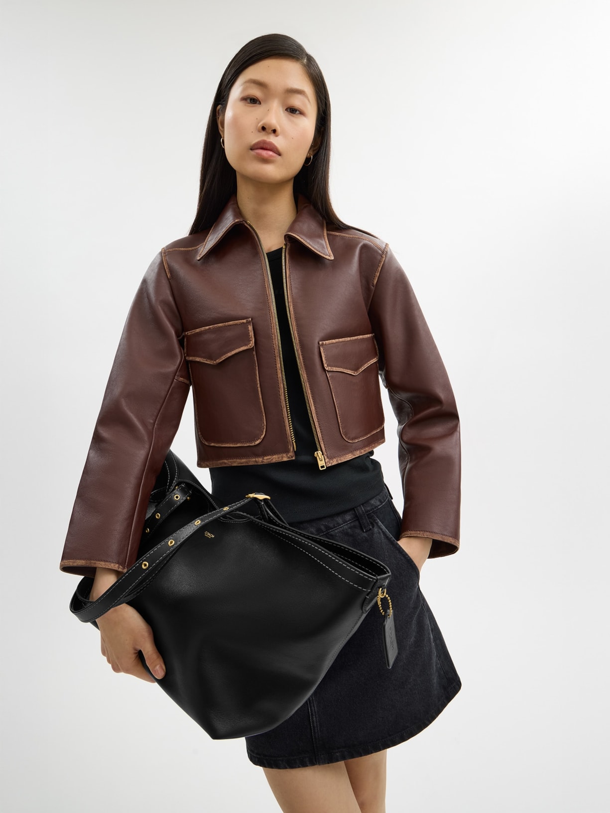 Bolsa Feminina Couro Gamercy Tote Preto Coach