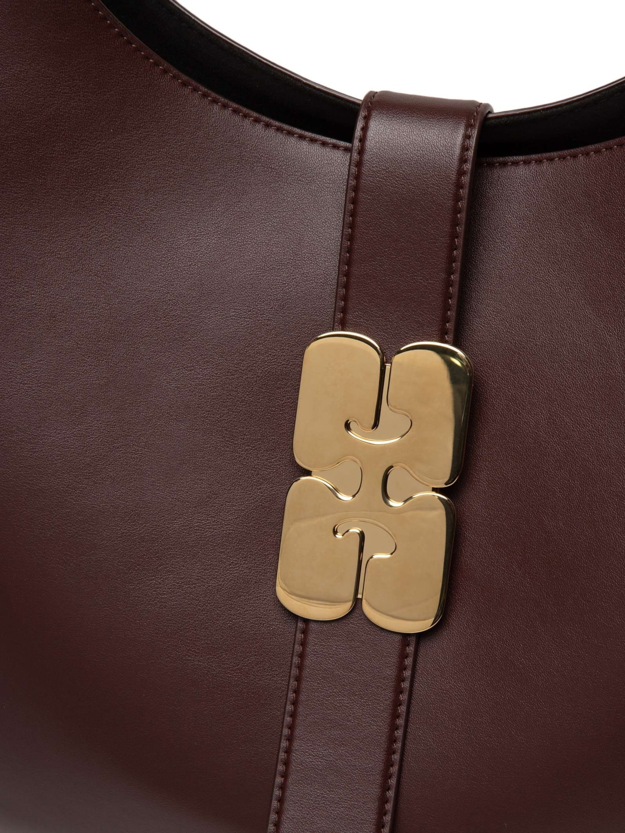 Bolsa Feminina Couro Kat Grande Marrom Ganni