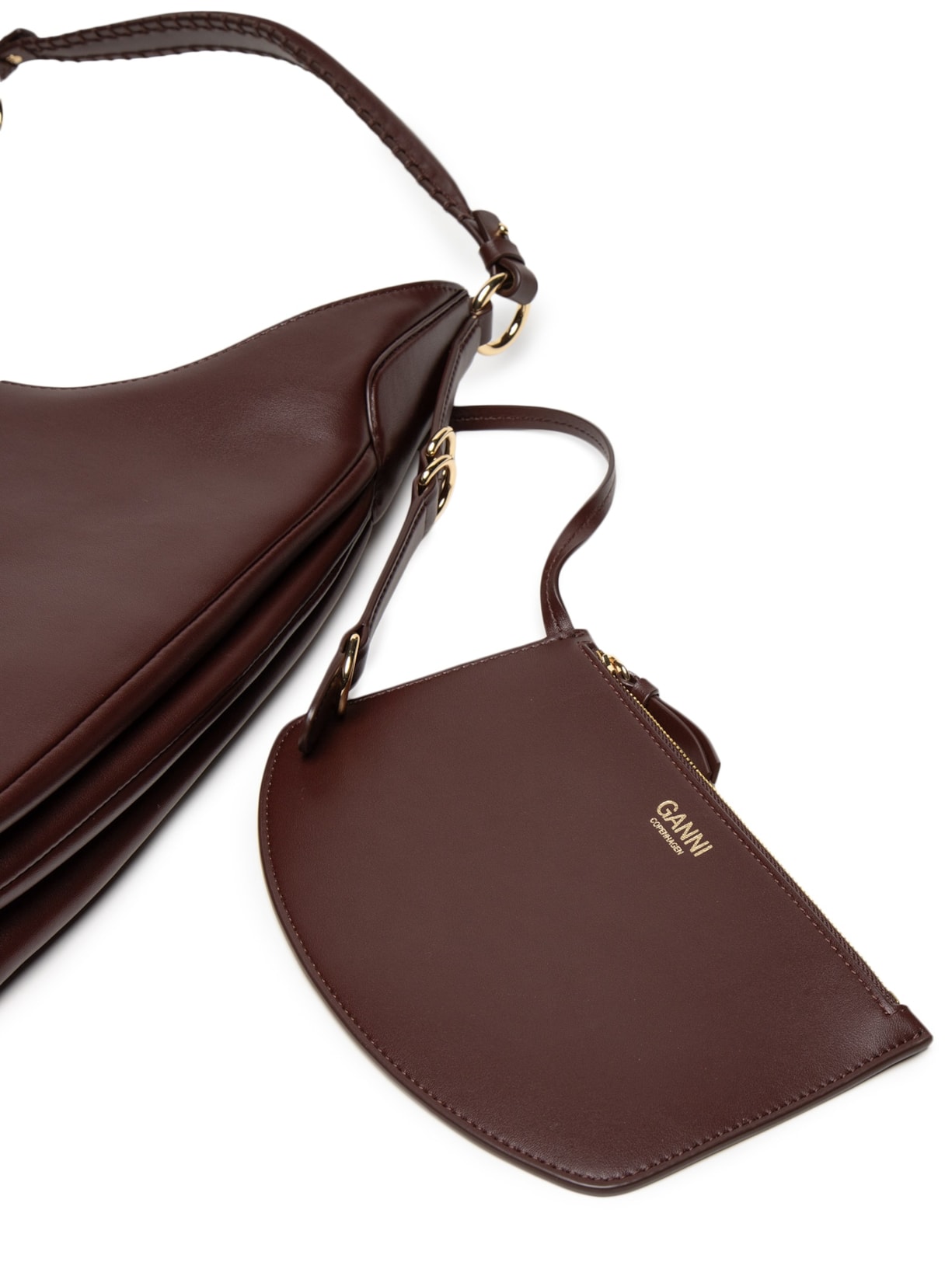 Bolsa Feminina Couro Kat Grande Marrom Ganni