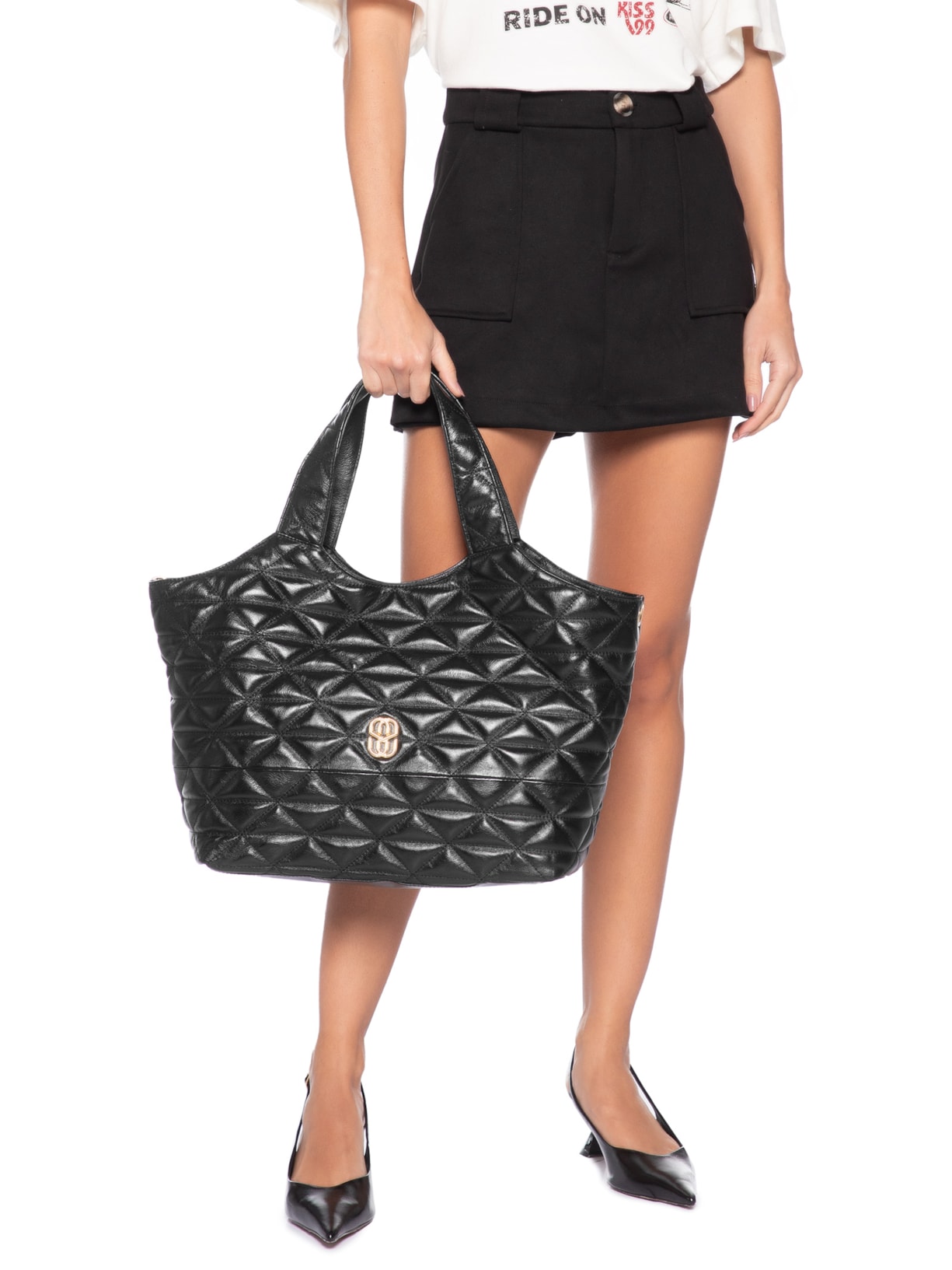 Bolsa Feminina Couro Média Preto Schutz