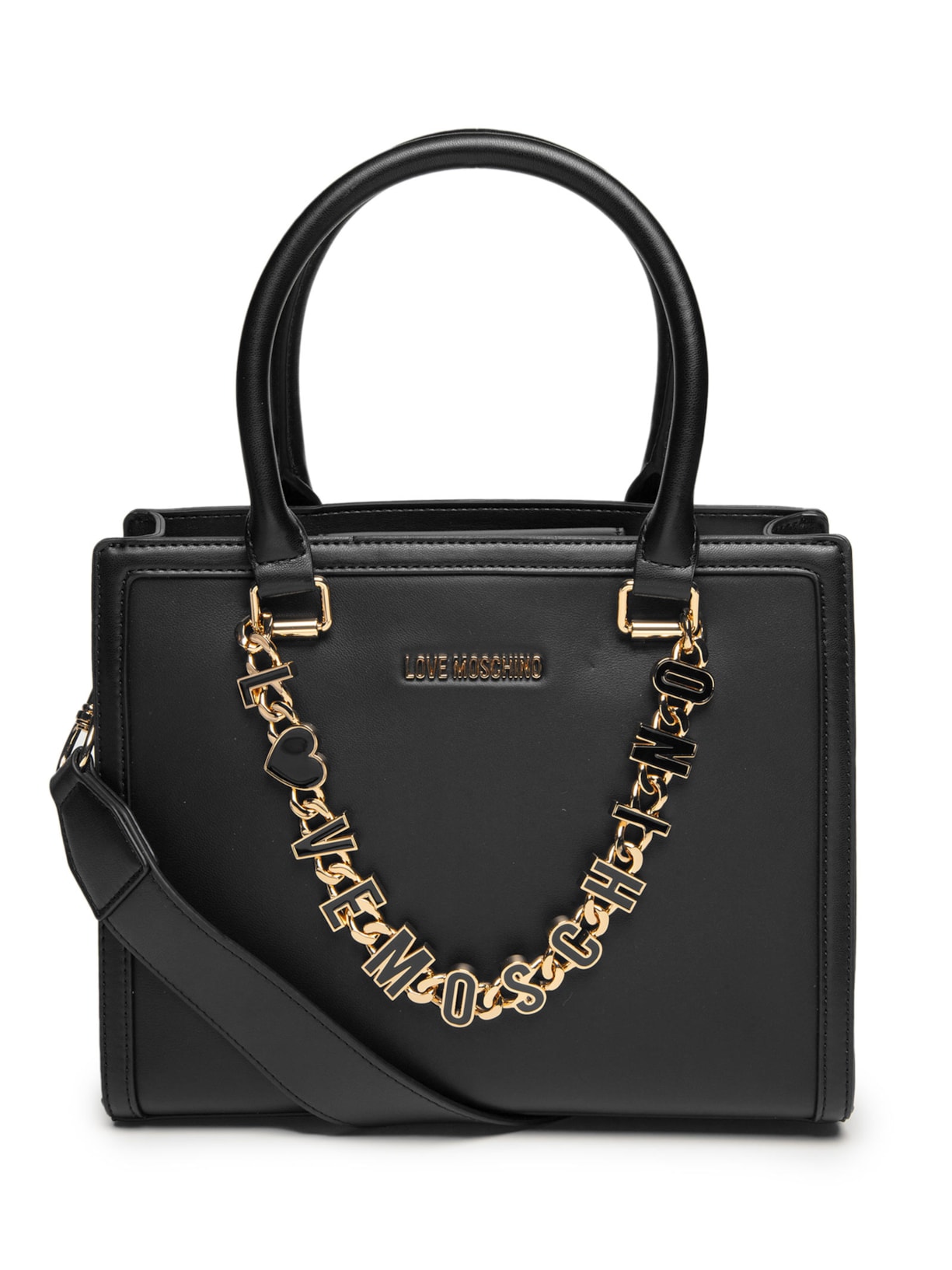 Bolsa Feminina Couro Preto Love Moschino