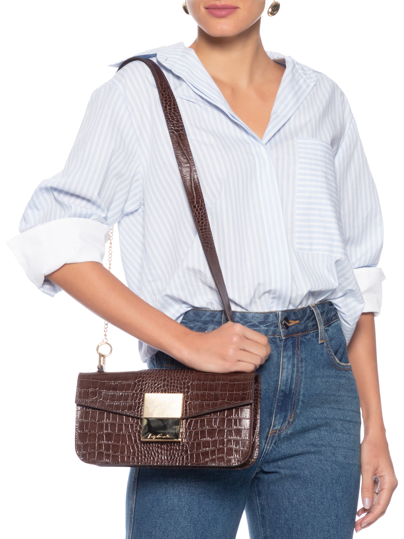 Luiza Barcelos - Bolsa Feminina Croco Dacar - Marrom