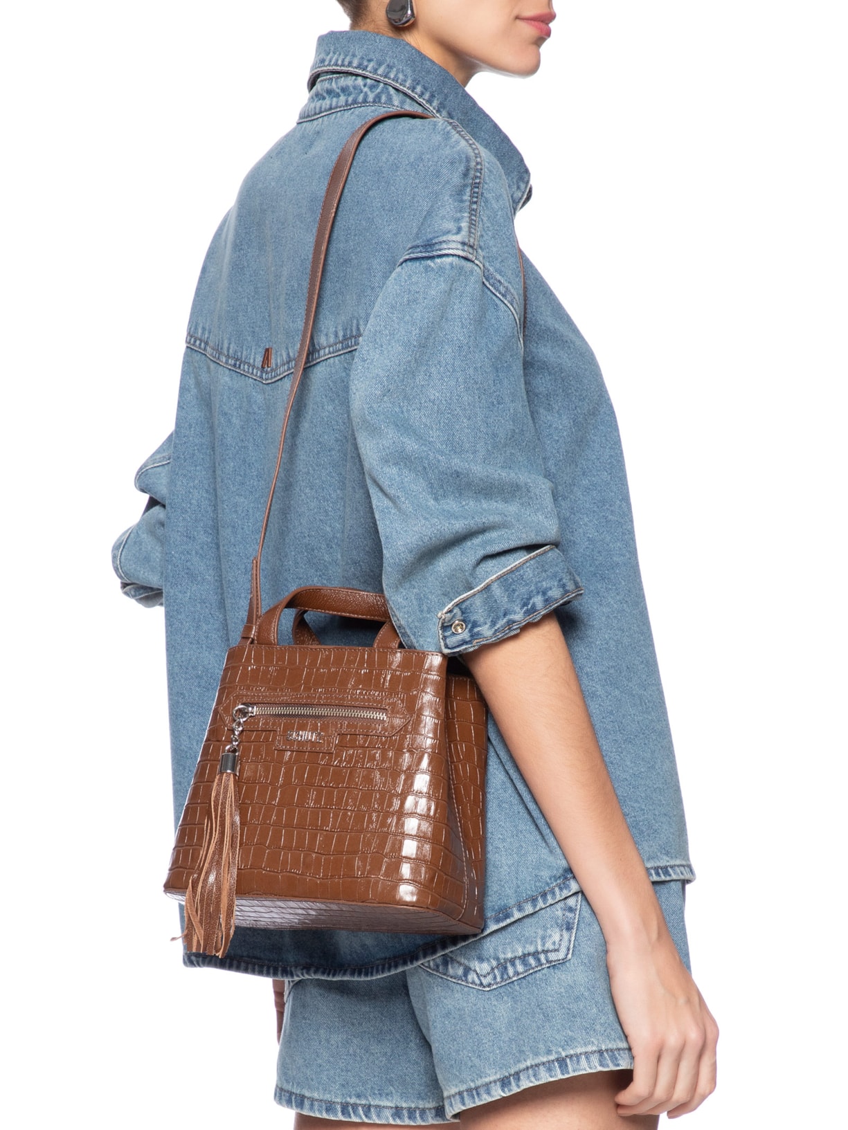 Bolsa Feminina Croco Marrom Schutz