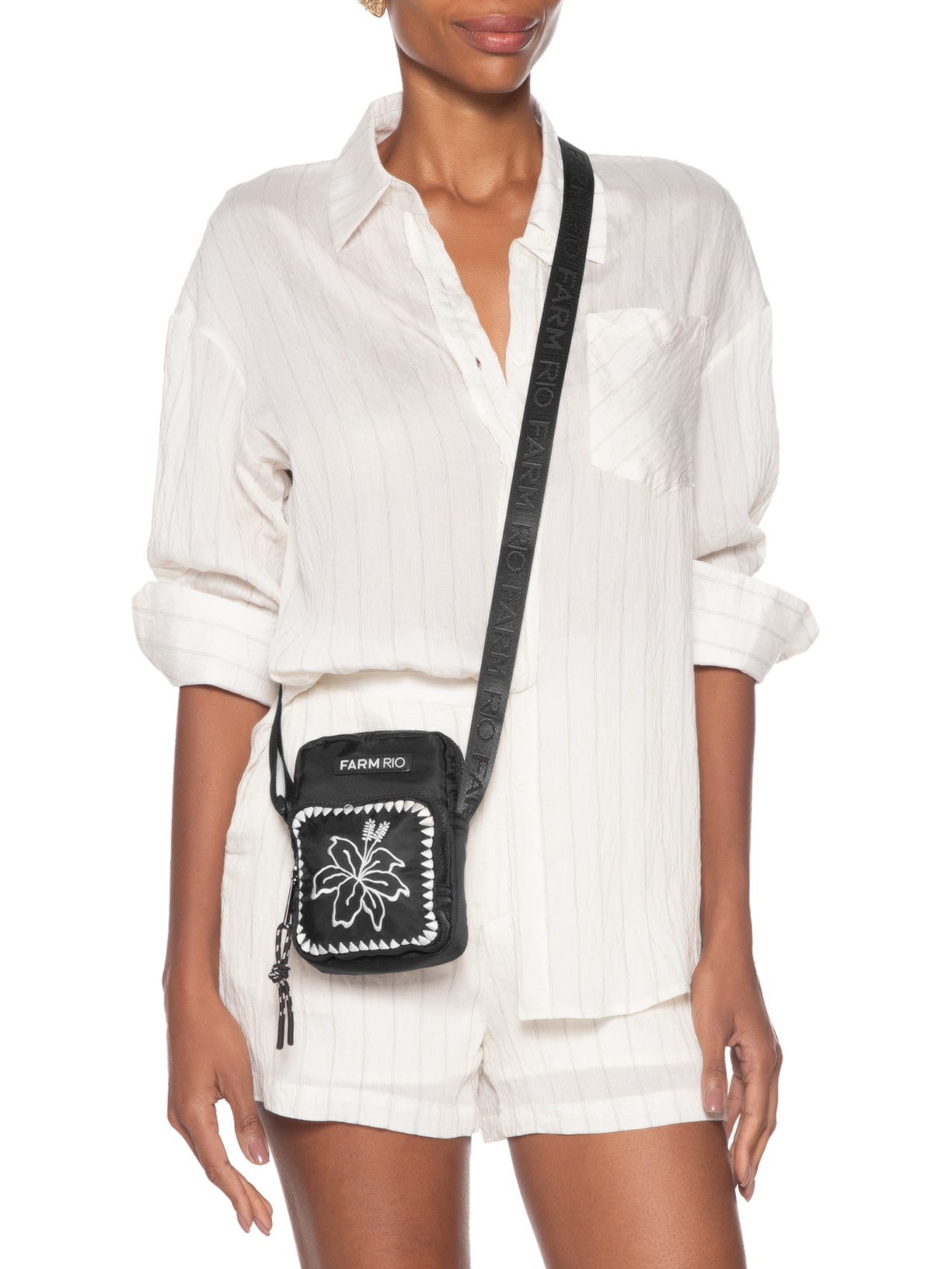 Bolsa Feminina Da Gema Hibisco Preto Farm Etc