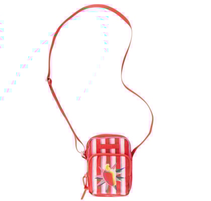 Bolsa Feminina Da Gema Listrado Silk Caju - Vermelho