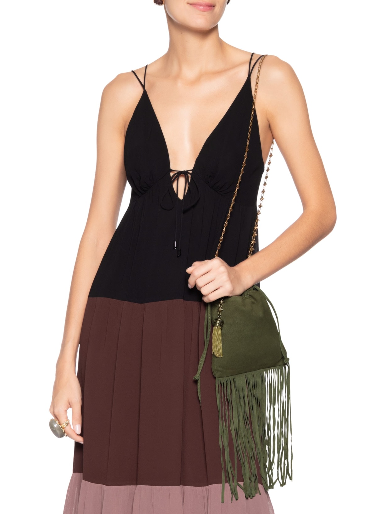 Bolsa Feminina De Camurça Spike Verde Animale