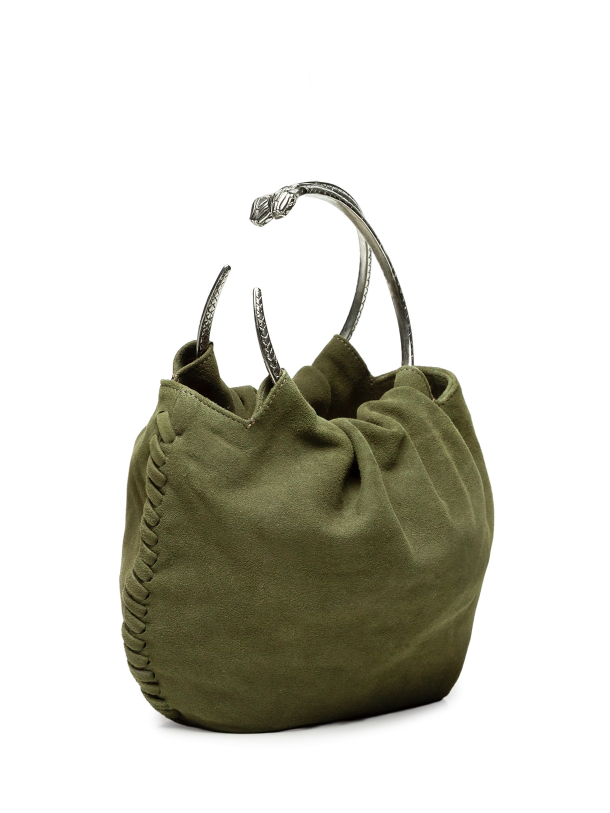 Bolsa Feminina De Chamois Mini Metal Snake Verde Animale