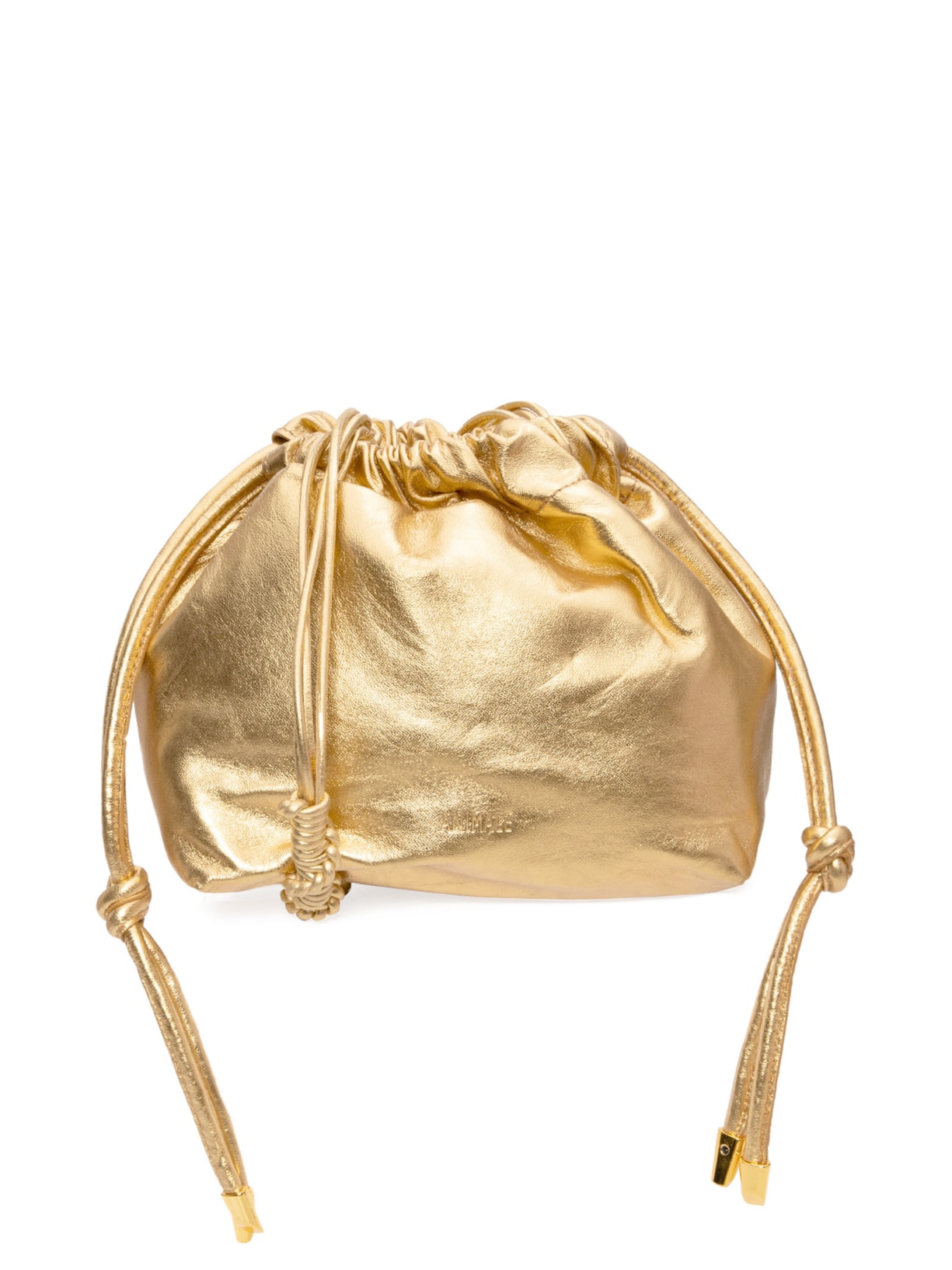 Bolsa Feminina De Couro Saco Alça Detalhes - Dourado